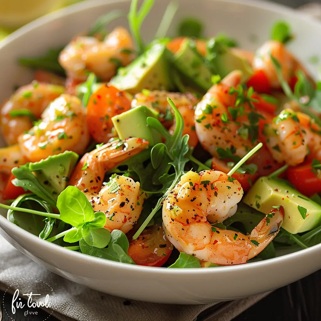 Insalata di Avocado, Gamberetti e Rucola con Vinaigrette al Limone