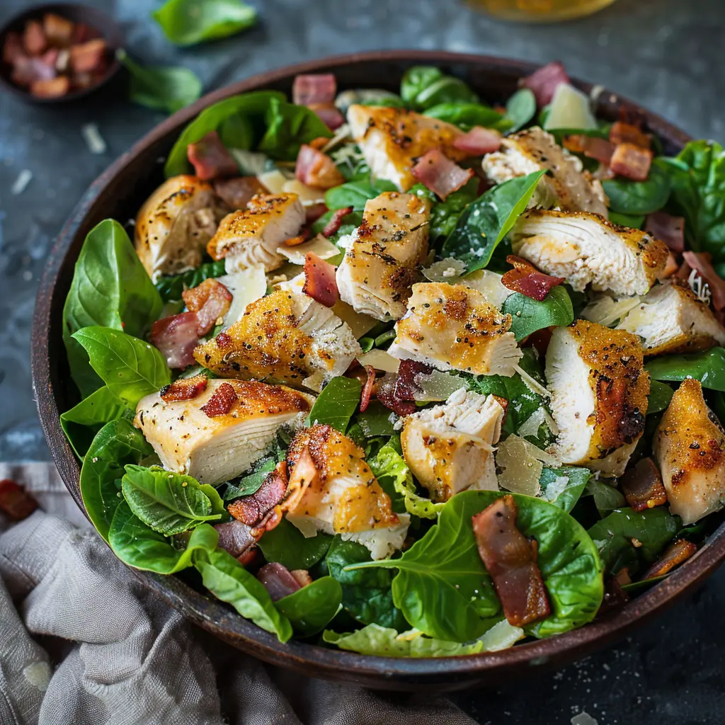 Insalata di Pollo alla Caesar con Pancetta Croccante