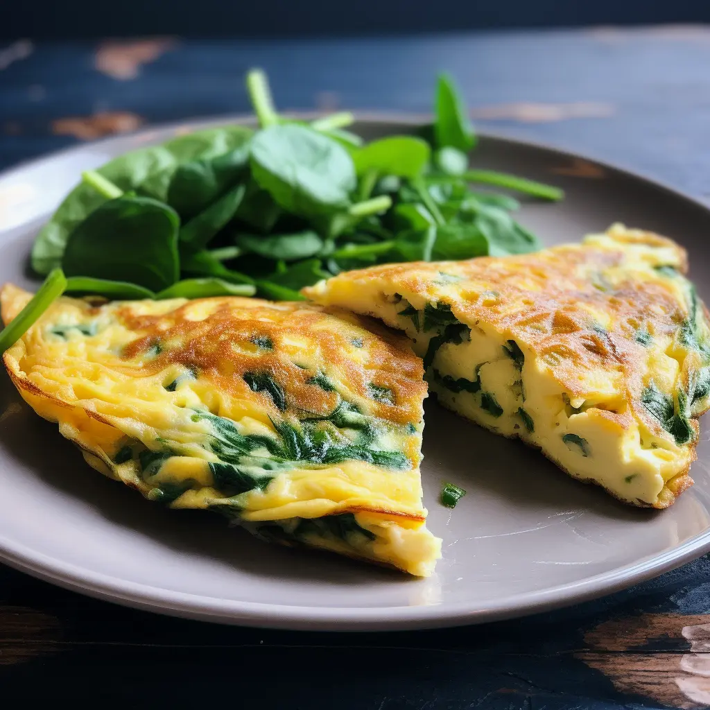 Omelette con Formaggio e Spinaci Freschi