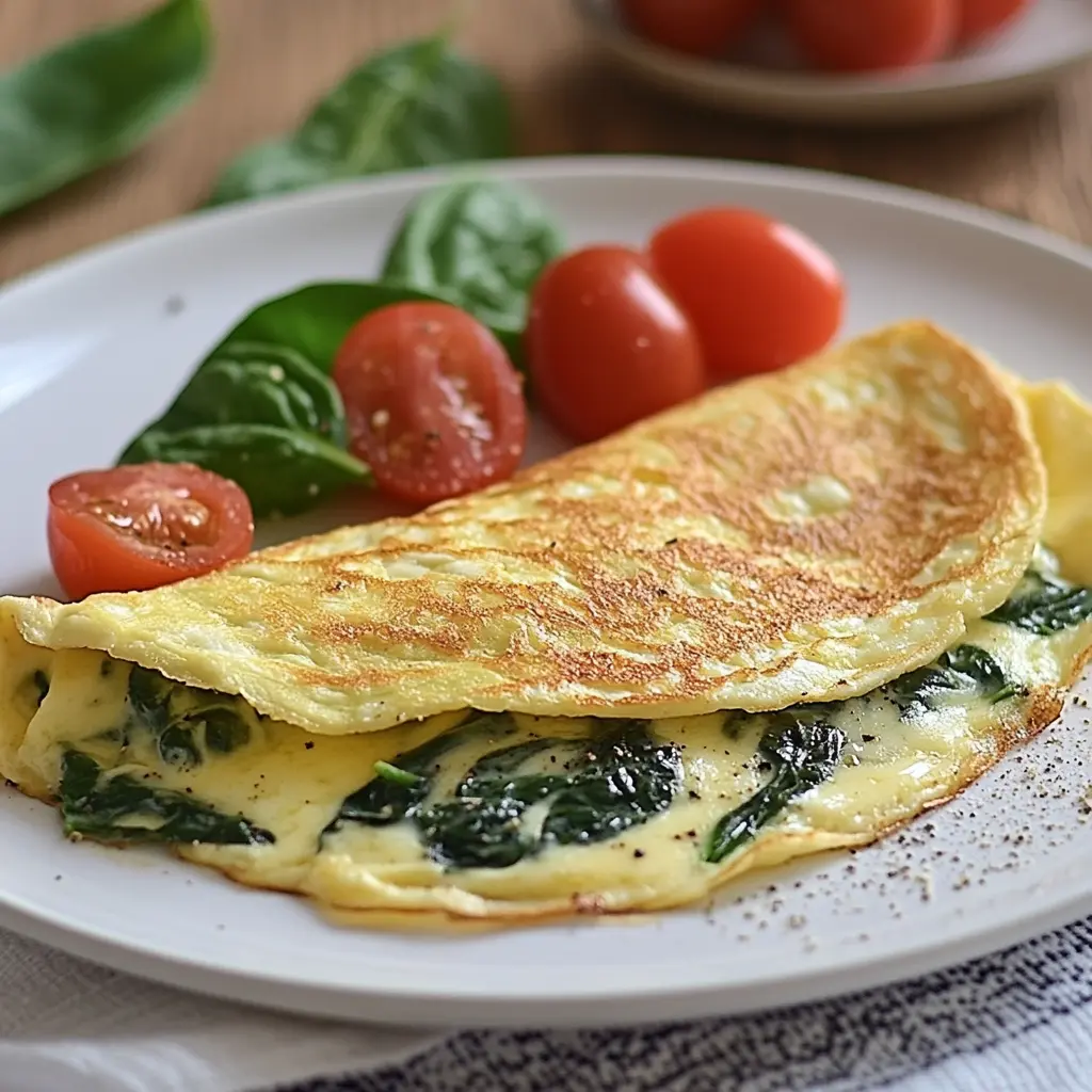 Omelette cremosa con spinaci e formaggio