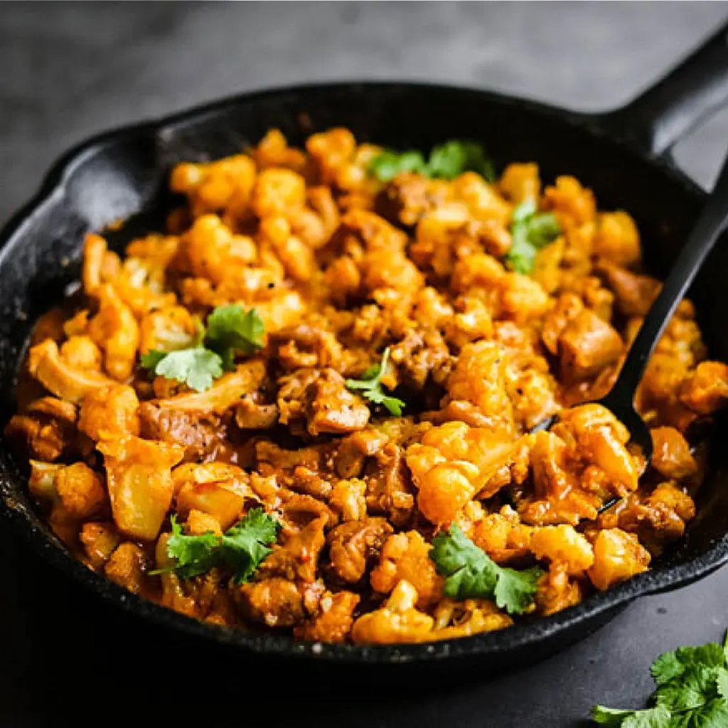 Pollo al Curry con Cavolfiore al Vapore