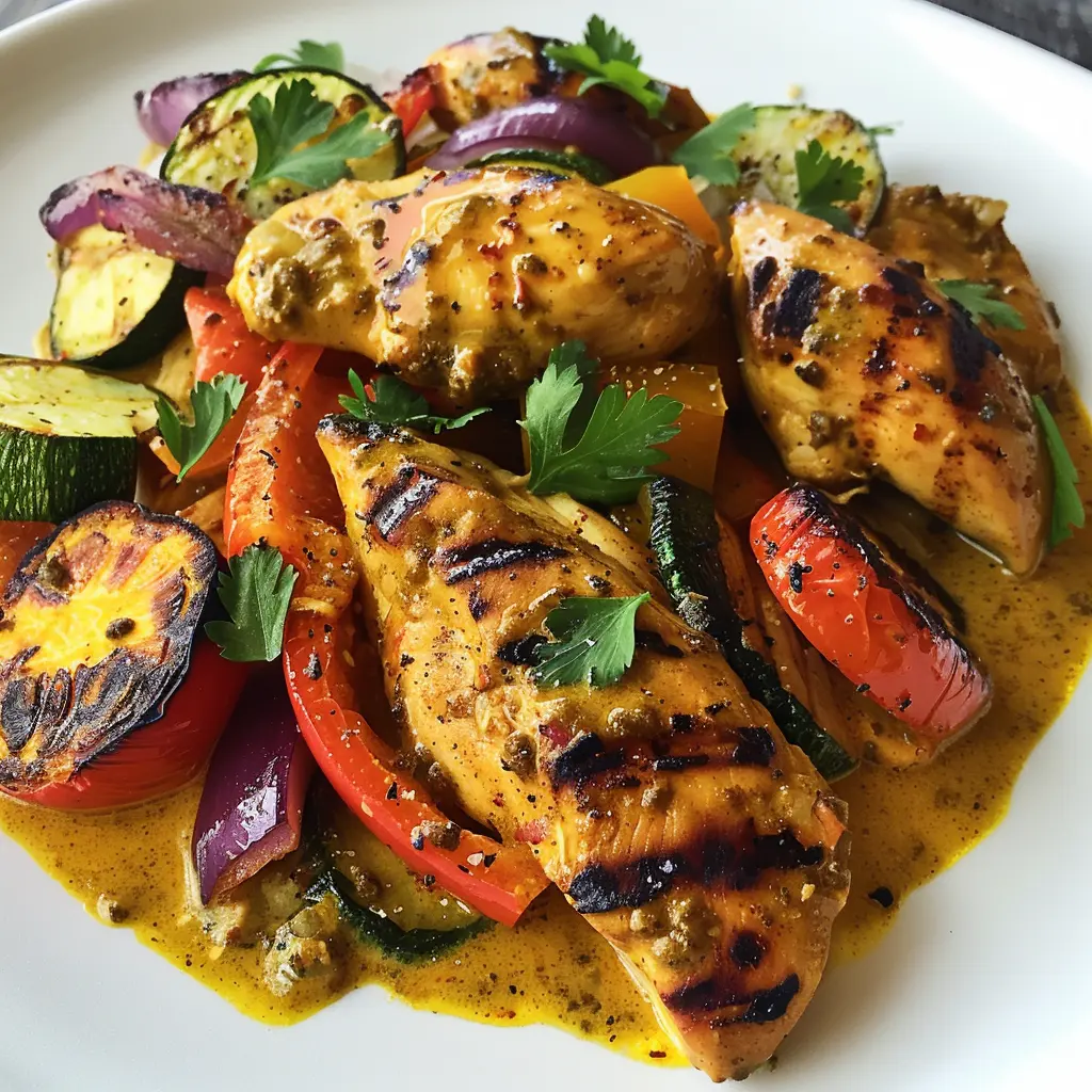 Pollo al Curry con Verdure Grigliate