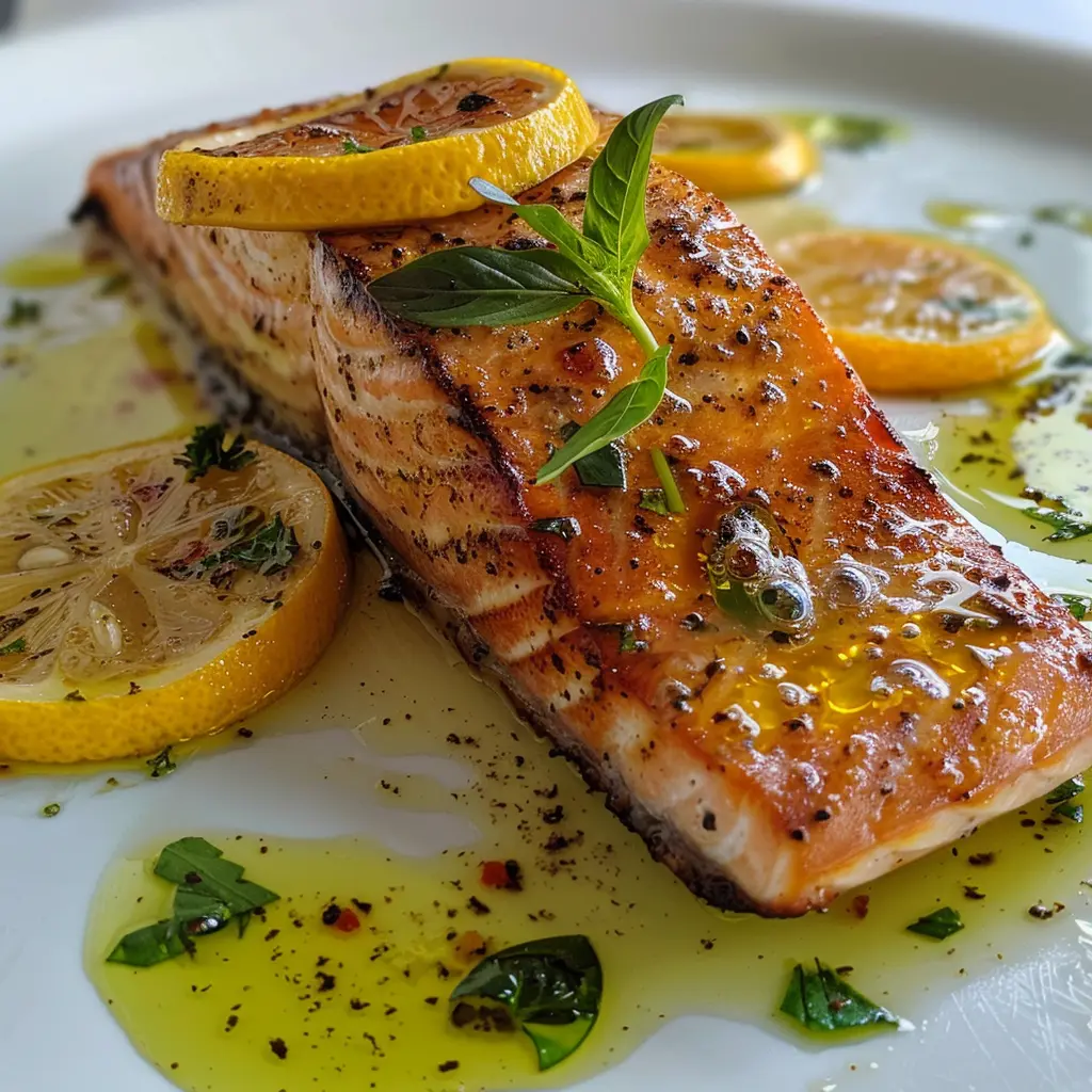 Salmone alla Griglia con Salsa di Burro all’Aglio e Limone