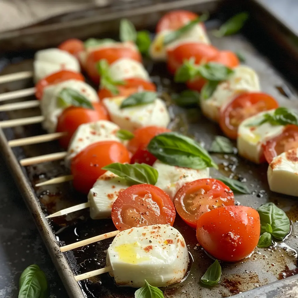 Spiedini di Mozzarella, Pomodoro e Basilico