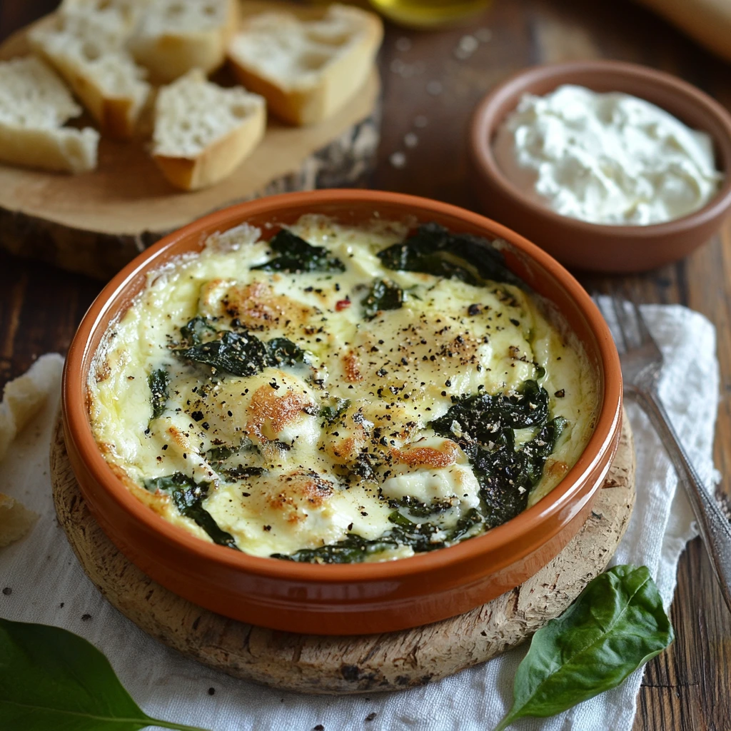 Uova Fini con Spinaci e Formaggio