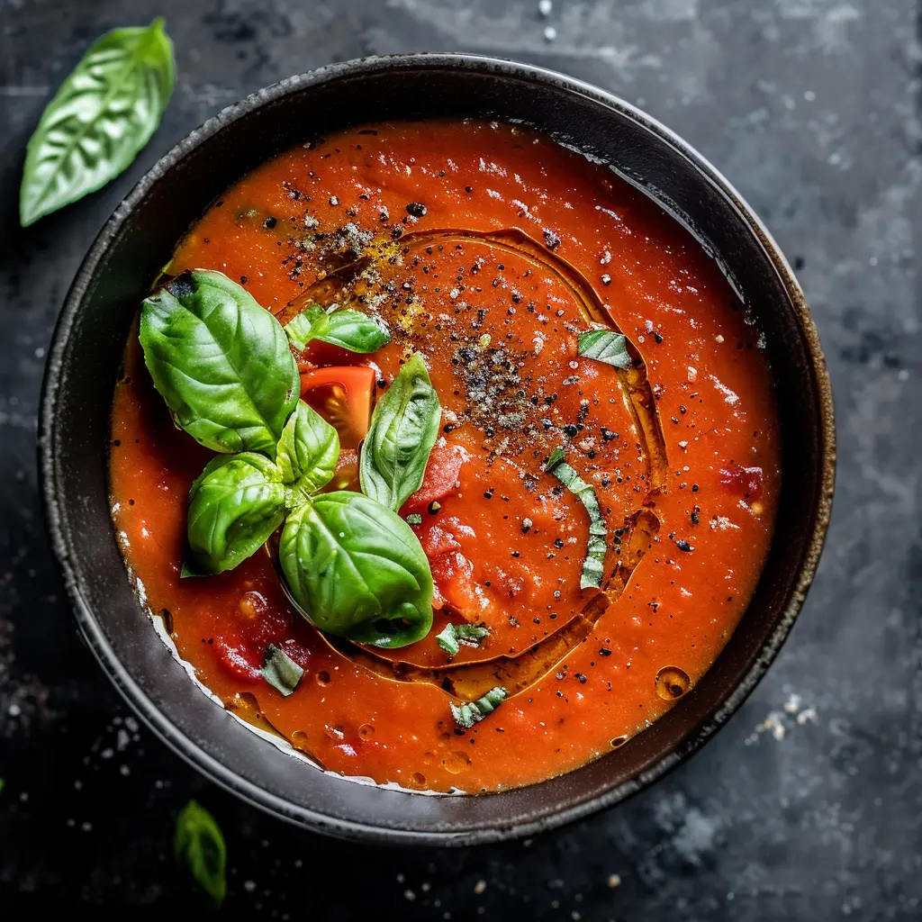 Zuppa Fredda di Pomodoro e Basilico